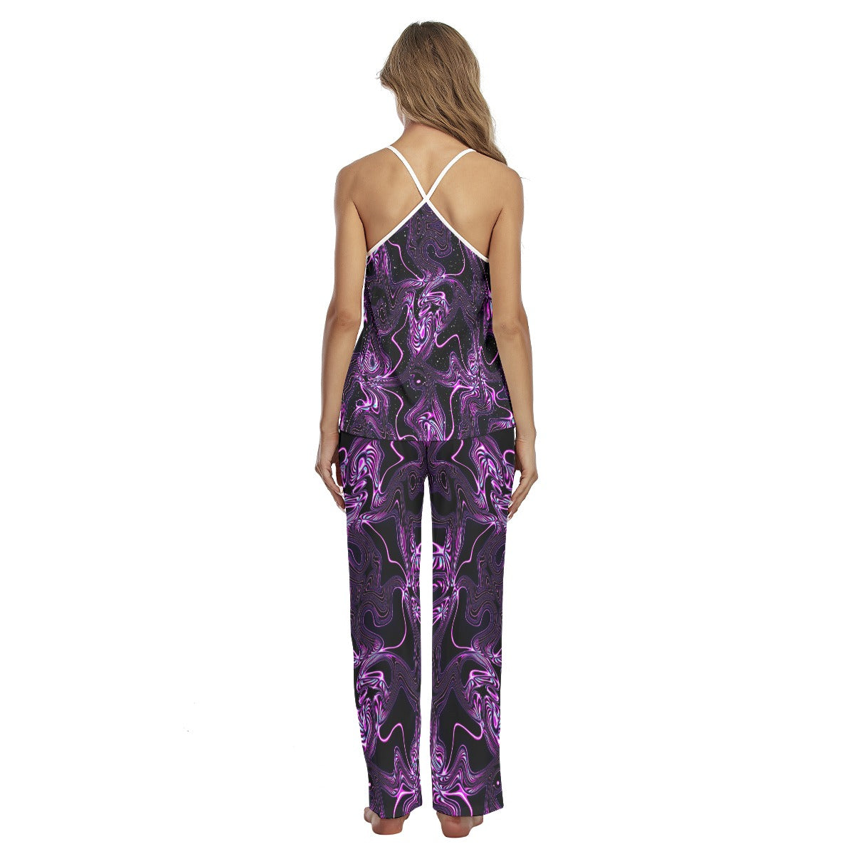 The Wonder Skull Purple Skull Silver Melt Cami Pajama Set offers comfort and style with its unique skull design and soft, breathable fabric. Perfect for lounging or sleeping, it’s durable, easy to care for, and combines fashion with coziness effortlessly.