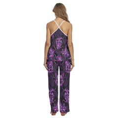 The Wonder Skull Purple Skull Silver Melt Cami Pajama Set offers comfort and style with its unique skull design and soft, breathable fabric. Perfect for lounging or sleeping, it’s durable, easy to care for, and combines fashion with coziness effortlessly.