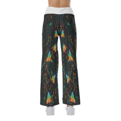 Water Color Skull Butterfly High-waisted Wide Leg Pants - Wonder Skull