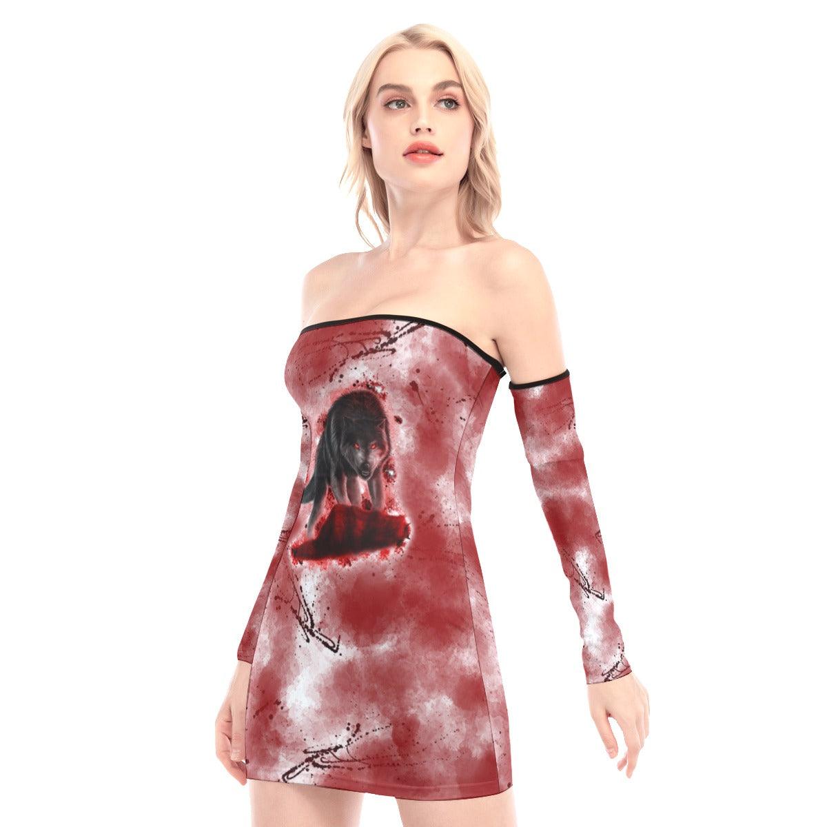 Bloodthirsty Wolf Off-shoulder Back Lace-up Dress - Wonder Skull
