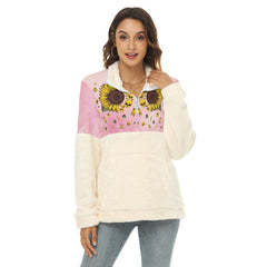 Sunflower Skull Fleece Sweatshirt With Half Zip - Wonder Skull