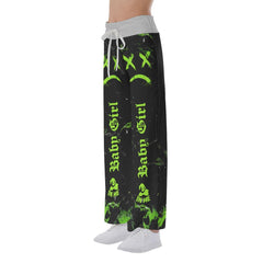 Baby Girl Green Face Smile High-waisted Straight-leg Trousers - Wonder Skull