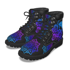 Skull Mandala Rose Cool All-Over Print Women's Short Boots - Wonder Skull