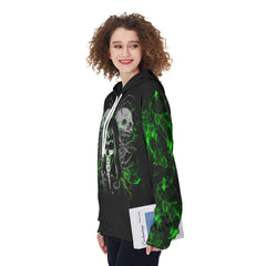 Green Skull I Am Who I Am Funny Hoodie For Women - Wonder Skull