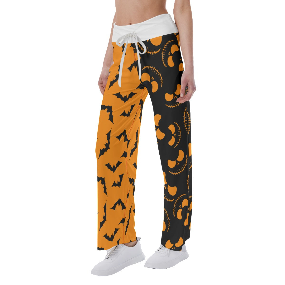 Halloween Bat Nightmare Women's High-waisted Wide Leg Pants | Wonder Skull