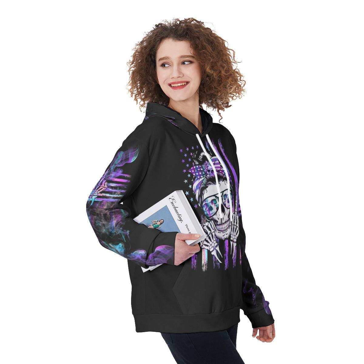 Skull Mom Zero Fucks Given Funny Hoodie For Women - Wonder Skull