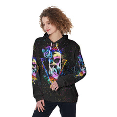 Warning This Tattooed Girl Colorful Skull Funny Hoodie For Women - Wonder Skull