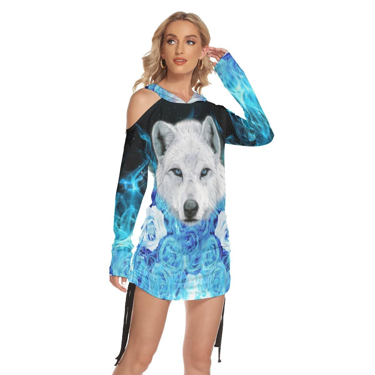 Fire Snow Wolf Fire One Shoulder For Women - Wonder Skull