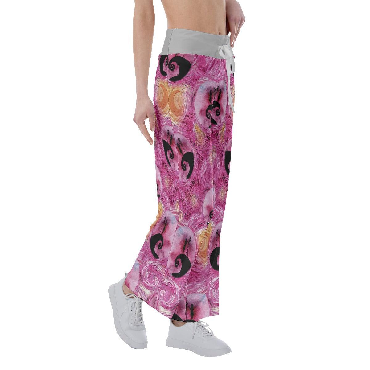 Pink Nightmare High-waisted Straight-leg Trousers For Women - Wonder Skull