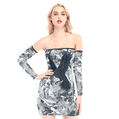Raven Storm Off-shoulder Back Lace-up Dress - Wonder Skull