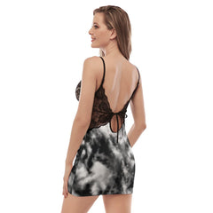 Rose Skull Gothic Women's Back Straps Cami Dress With Lace - Wonder Skull