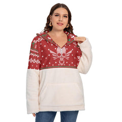 Viking Skull Ugly Borg Fleece Hoodie With Half Zip - Wonder Skull