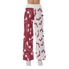 Red Grey Halloween Skull Nightmare Women's High-waisted Wide Leg Pants | Wonder Skull