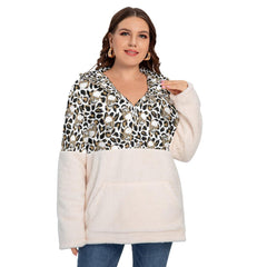 Skull Leopard Pattern Borg Fleece Hoodie With Half Zip - Wonder Skull