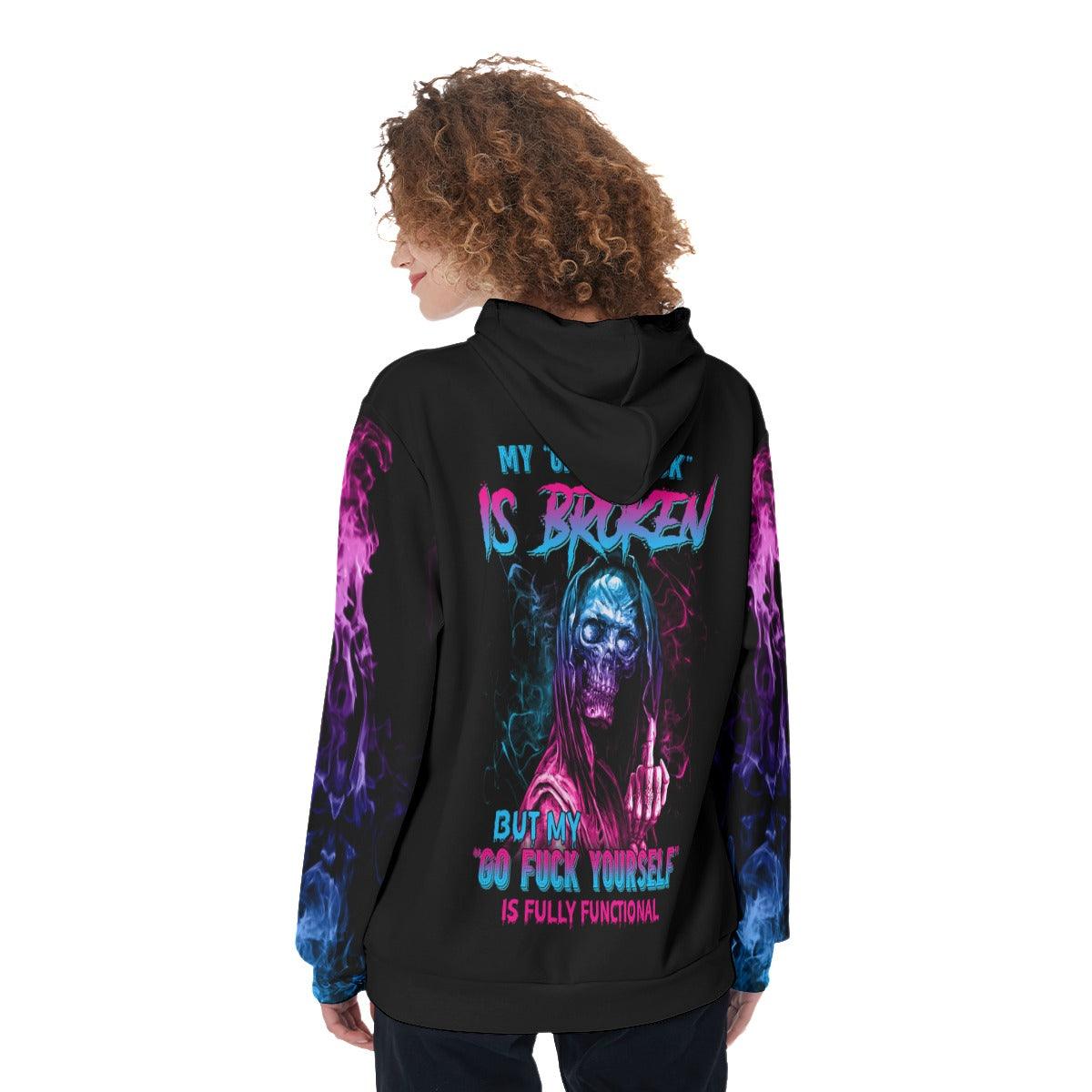 Colorful My Give A Fuck Is Broken Funny Hoodie For Women - Wonder Skull