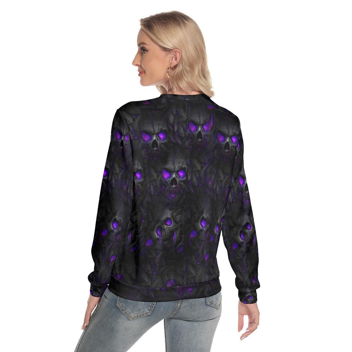 Purple Skull Lava Slim Round Neck Sweatshirt - Wonder Skull