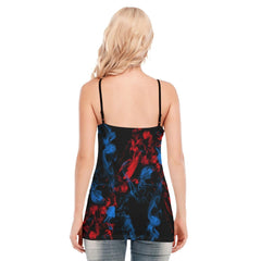 Skull Blue Red Gothic Eyelet Lace-up Letter Dress - Wonder Skull