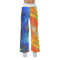 TieDye Two Blocks Color Skull Design High-waisted Wide Leg Pants - Wonder Skull