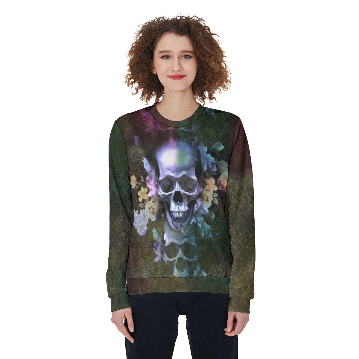Colorful Skull Flower Heavy Fleece Sweatshirt - Wonder Skull