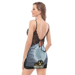 Trick Or Treat Pumpkin Lace Chemise Nightgown - Wonder Skull