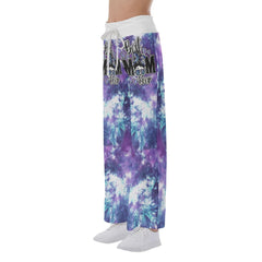 Purple Cloud Skull Mom High-waisted Wide Leg Pants - Wonder Skull