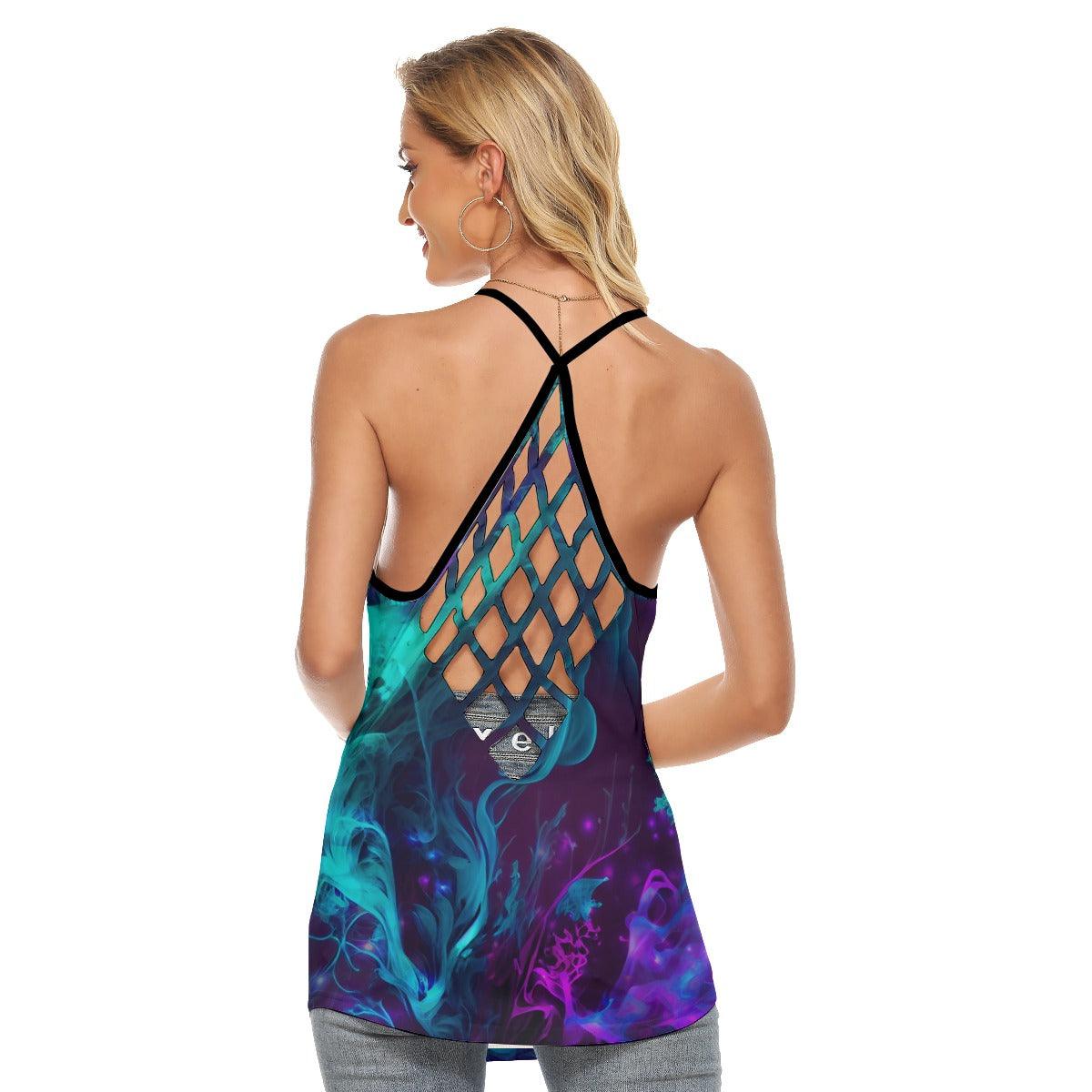 Skull Abtract 3D Criss-Cross Open Back Tank Top - Wonder Skull