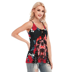 Skull Butterfly Gothic Eyelet Lace-up Letter Dress - Wonder Skull