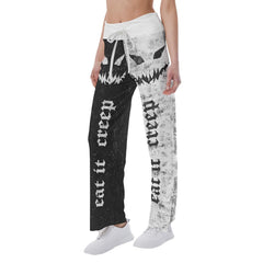 Black White Horror Smile High-waisted Wide Leg Pants - Wonder Skull