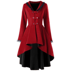 Gothic Asymmetrical Coat, Warmest Long Sleeve Outwear For Women - Wonder Skull