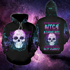 If I Was Really A Bitch Funny Hoodie For Women - Wonder Skull