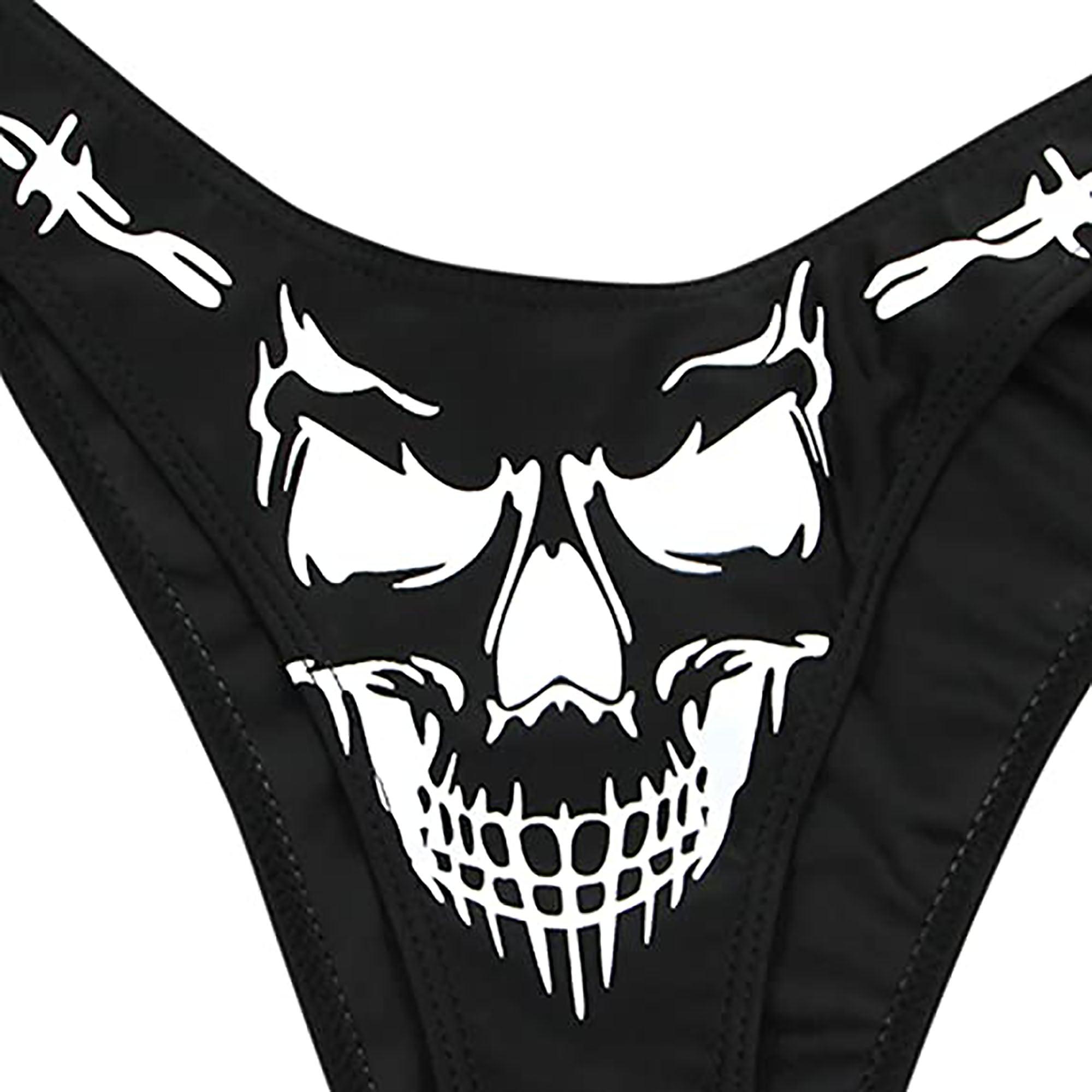 Funny 2Pcs Bikini Suits Deep V-neck Triangle Bottoms Swimsuits - Wonder Skull