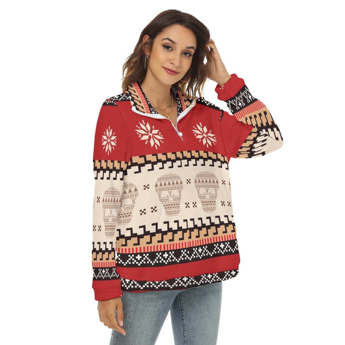 Skull Ugly Women's Borg Fleece Sweatshirt With Half Zip - Wonder Skull