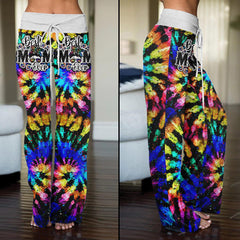 Tornado Effect Rainbow Skull Mom High-waisted Wide Leg Pants - Wonder Skull