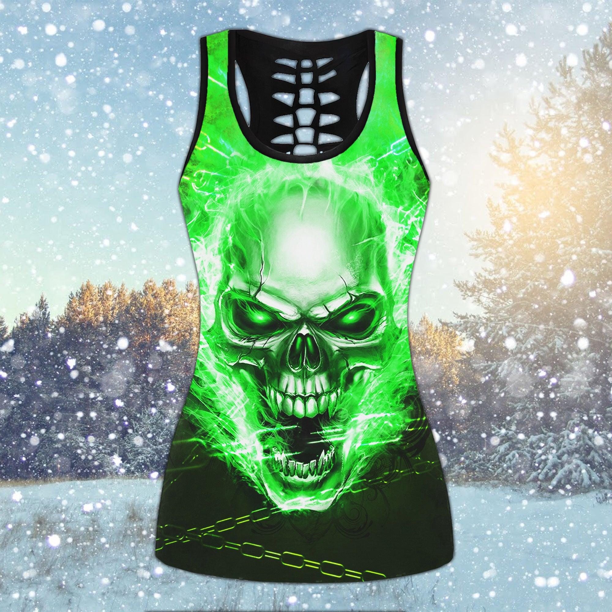 Green Skull Flame Combo Tanktop & Leggings - Wonder Skull