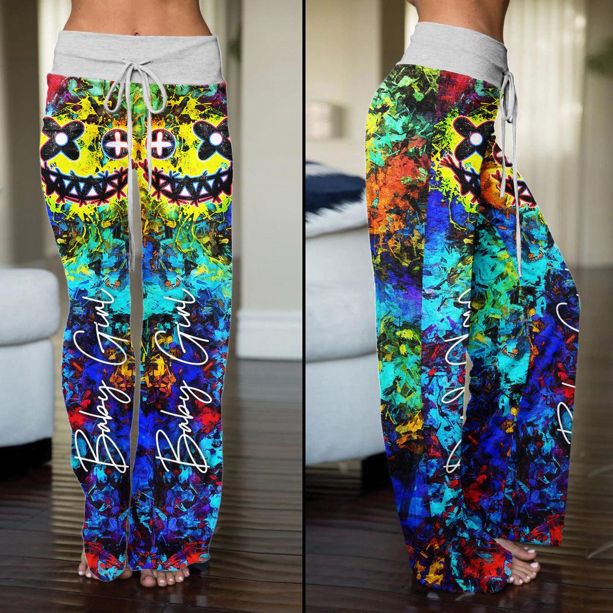 TieDye Skull Smile High-waisted Wide Leg Pants - Wonder Skull