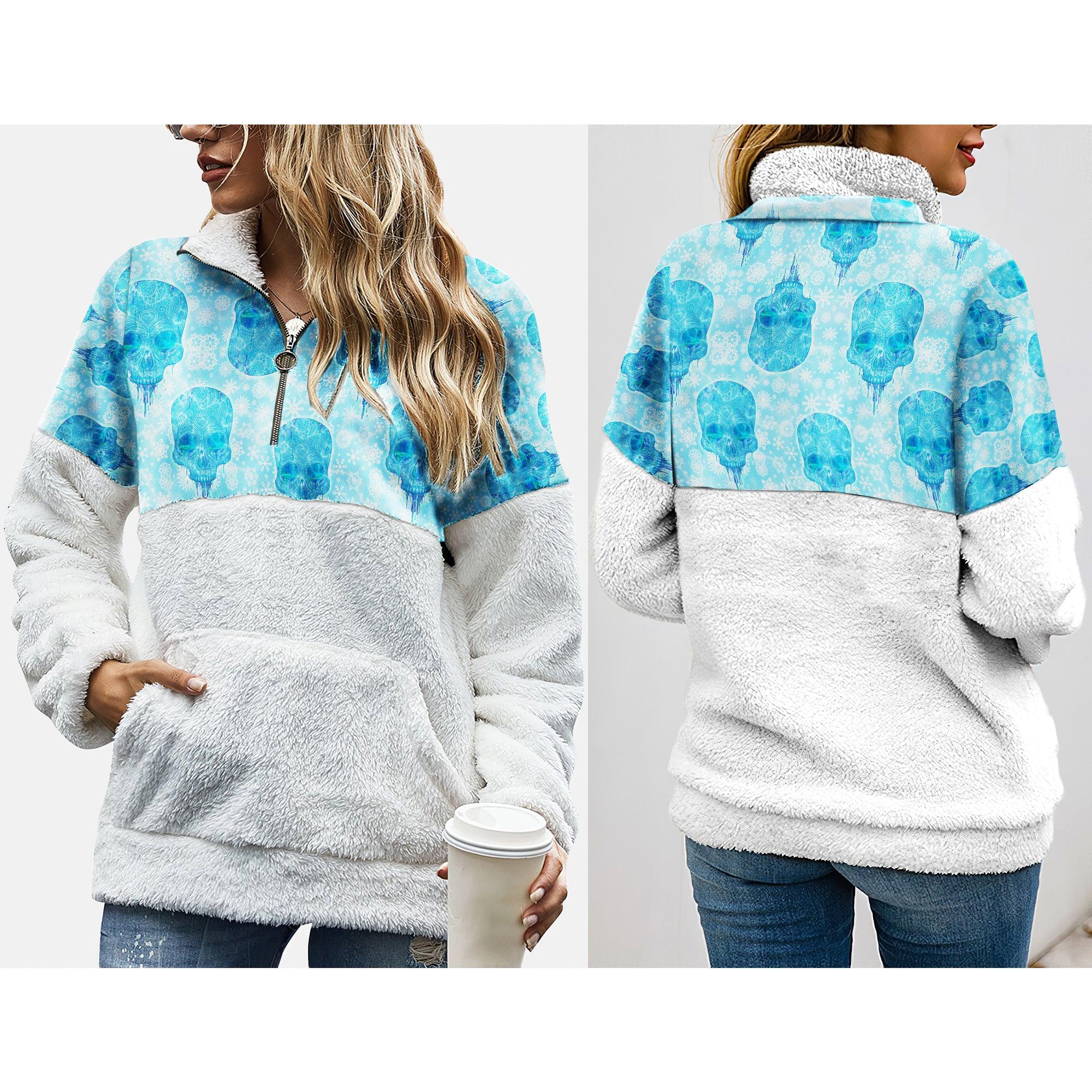 Winter Skull Fleece Sweatshirt With Half Zip - Wonder Skull