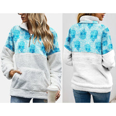 Winter Skull Fleece Sweatshirt With Half Zip - Wonder Skull