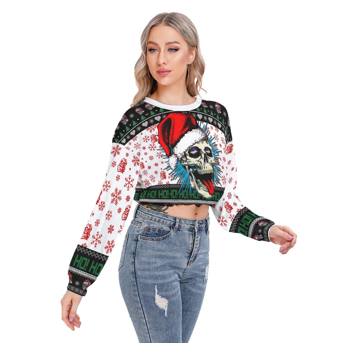 Skull Ugly Long Sleeve Sweatshirt With Hem Drawstring - Wonder Skull