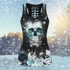 Blue White Snow Skull Broken Combo Tanktop & Leggings - Wonder Skull