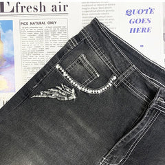 Beauty Dark Grey Skull Jeans For Women - Wonder Skull