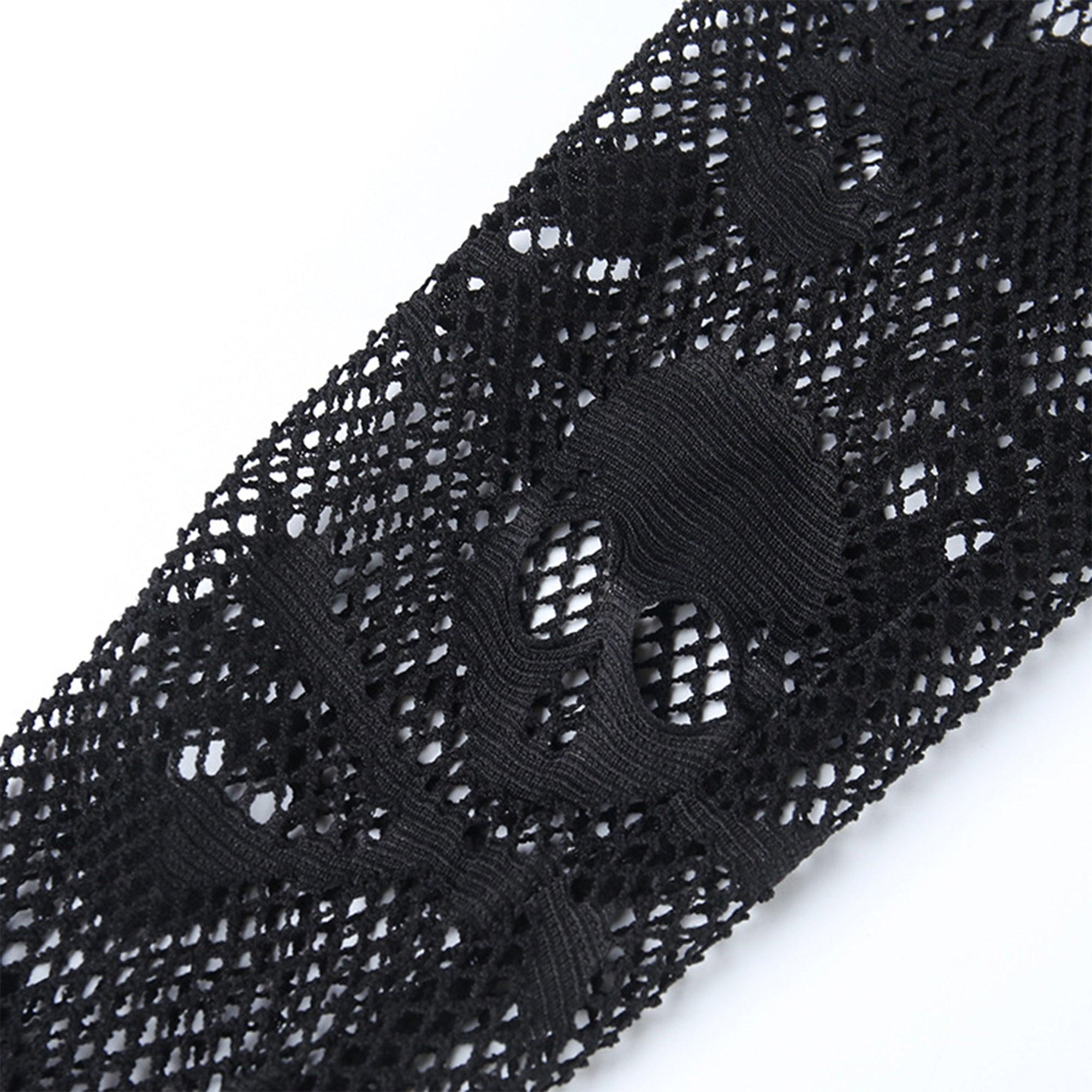 Gothic Skull Printed Tee Top, Cool Fishnet Sleeve For Women - Wonder Skull