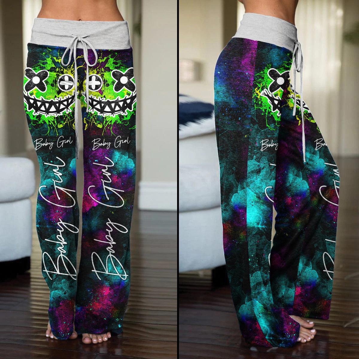 Radiant Skull Smile High-waisted Wide Leg Pants - Wonder Skull