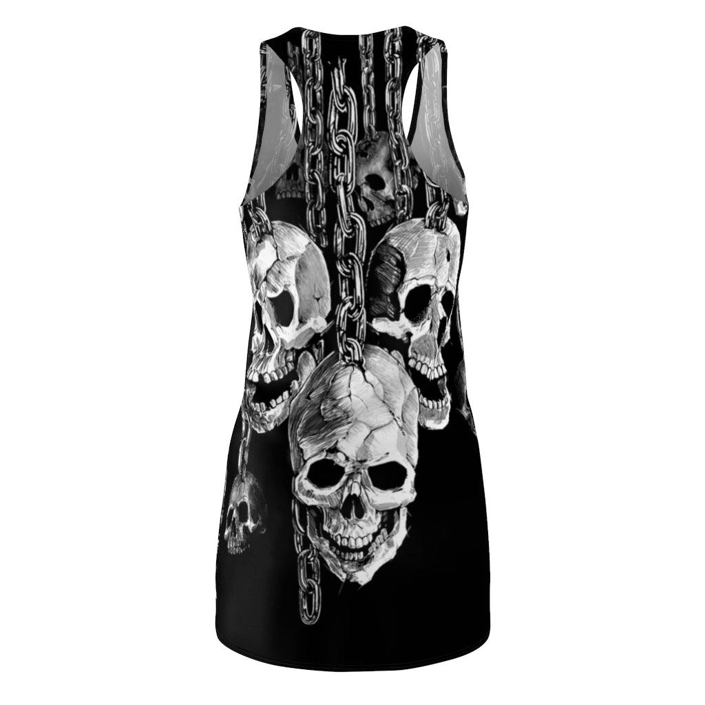 Skull With Iron Chain Women's Cut & Sew Racerback Dress - Wonder Skull