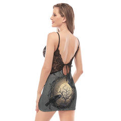 Couple Raven Lace Chemise Nightgown, Sexy Night Dress - Wonder Skull