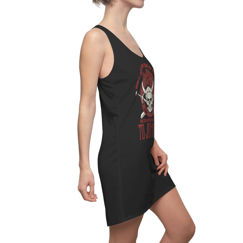 Gothic Skull Cats Women's Cut & Sew Racerback Dress - Wonder Skull