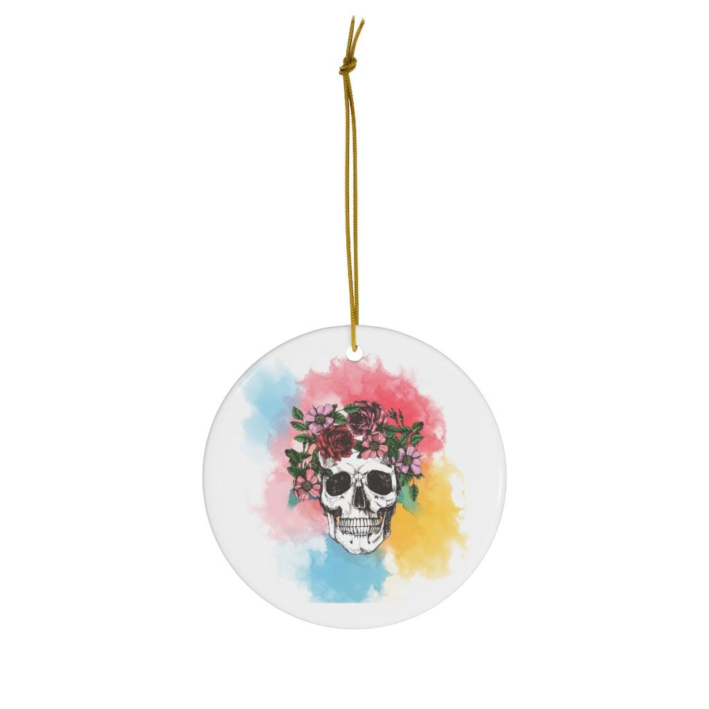 Watercolor Skull Wearth Ceramic Ornaments - Wonder Skull