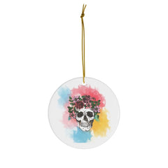 Watercolor Skull Wearth Ceramic Ornaments - Wonder Skull