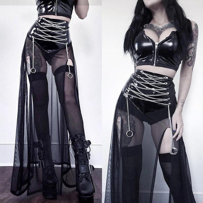 Grunge Gothic Top And Bottom, Hottest Three Items Clothes For Women - Wonder Skull