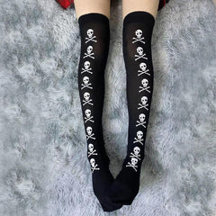 Gothic Skull Bat Spider Socks Collection, Sexy Over Knee Tights For Women - Wonder Skull