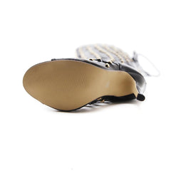 Classic High Heel Boots, Impressive Hollow Out Bow Decor - Wonder Skull